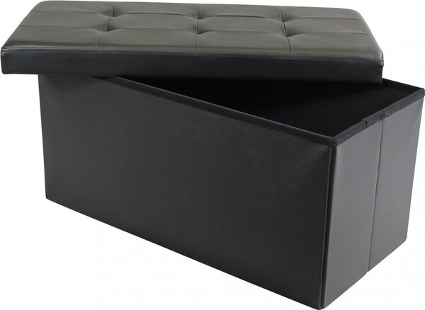 DecHome Cassapanca in Ecopelle Panca contenitore Dimensioni 76x38x38 cm colore Nero