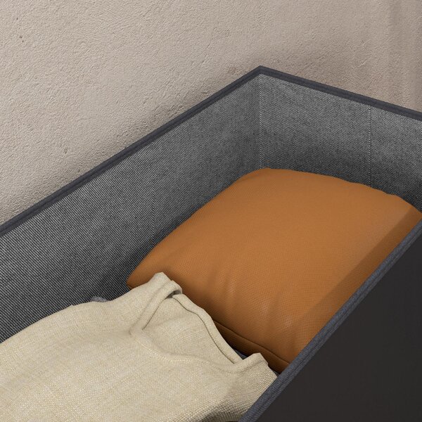 DecHome Cassapanca in Ecopelle Panca contenitore Dimensioni 76x38x38 cm colore Nero