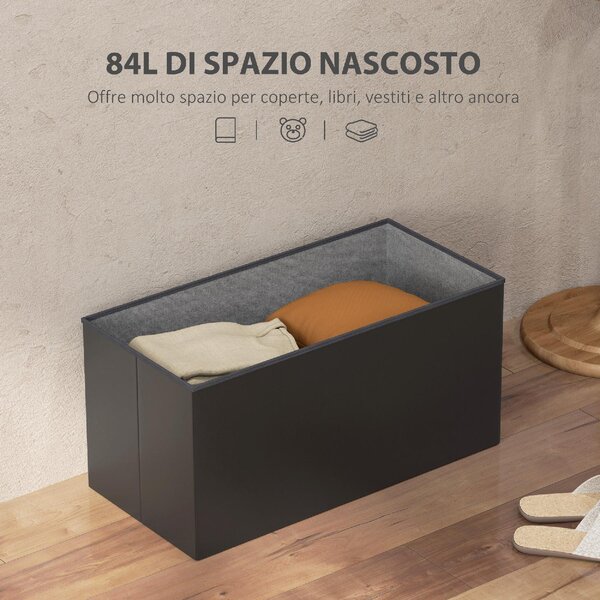 DecHome Cassapanca in Ecopelle Panca contenitore Dimensioni 76x38x38 cm colore Nero
