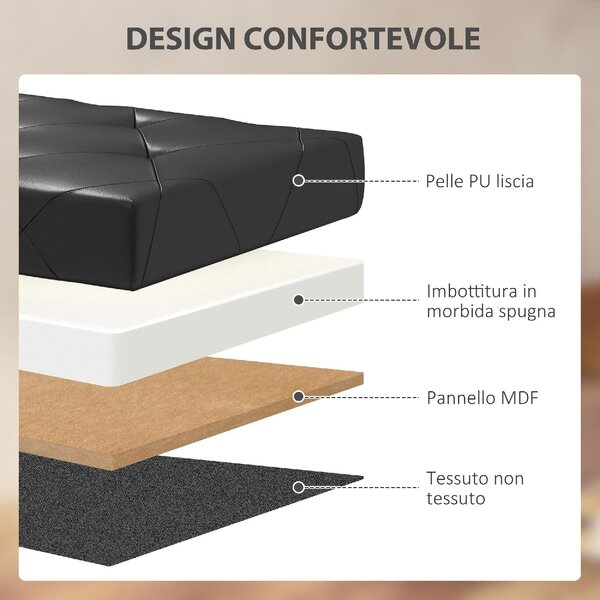 DecHome Cassapanca in Ecopelle Panca contenitore Dimensioni 76x38x38 cm colore Nero