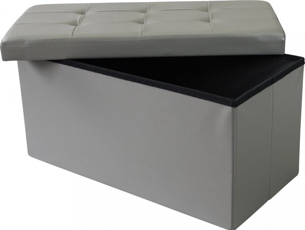 DecHome Cassapanca in Ecopelle Panca contenitore Dimensioni 76x38x38 cm colore Grigio
