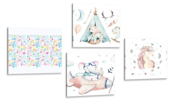 Set di quadri – Per bambini in colori pastello