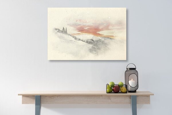 Stampa su tela – Tramonto sulle montagne innevate