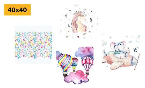 Set di quadri – Per bambini in colori pastello