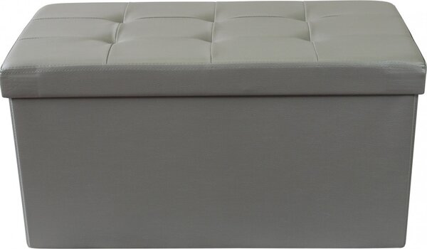 DecHome Cassapanca in Ecopelle Panca contenitore Dimensioni 76x38x38 cm colore Grigio