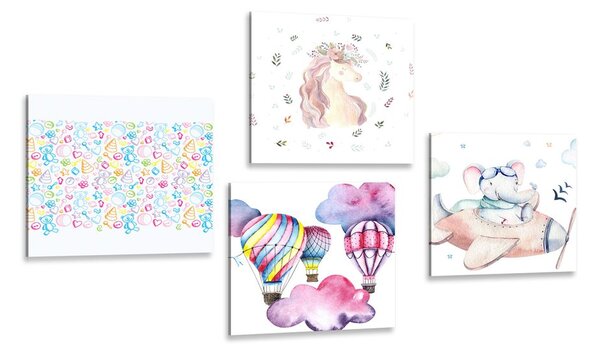Set di quadri – Per bambini in colori pastello
