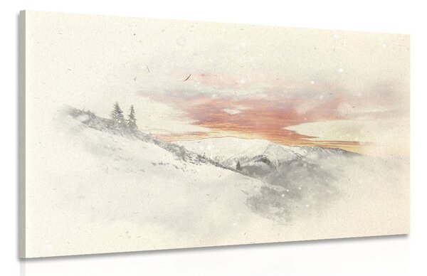 Stampa su tela – Tramonto sulle montagne innevate