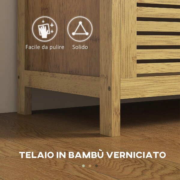 DecHome Cassapanca in Legno di Bamb Panca Contenitore Dimensioni 100x40x60 cm color Legno