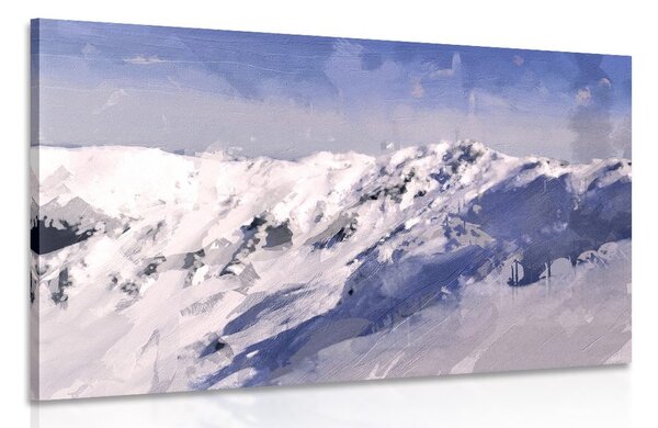 Stampa su tela – Pittura a olio di montagne innevate
