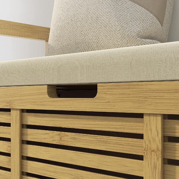 DecHome Cassapanca in Legno di Bamb Panca Contenitore Dimensioni 100x40x60 cm color Legno