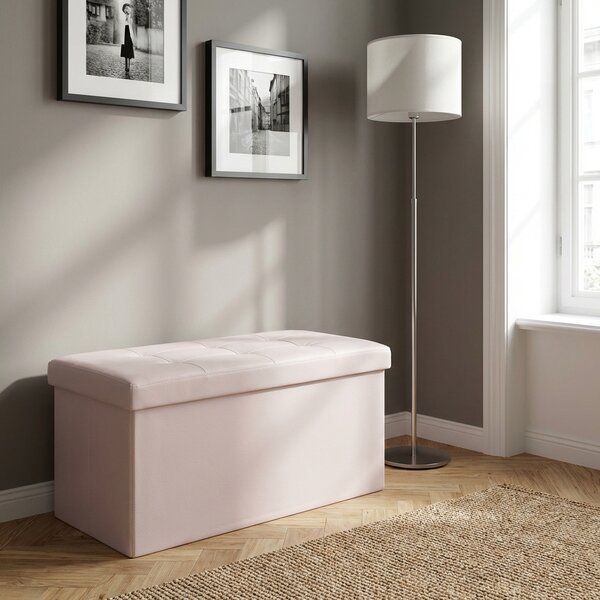 DecHome Cassapanca in Ecopelle Panca contenitore Dimensioni 76x38x38 cm colore Rosa Pallido