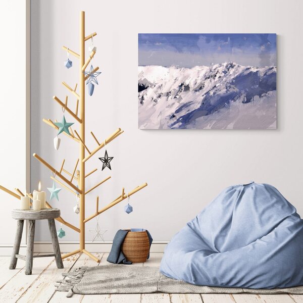 Stampa su tela – Pittura a olio di montagne innevate