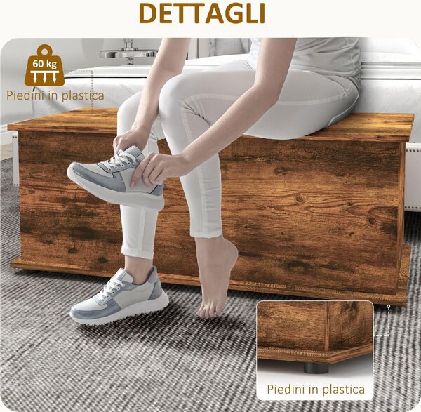 DecHome Cassapanca in Legno Panca contenitore Dimensioni 100x40x40 cm colore Legno