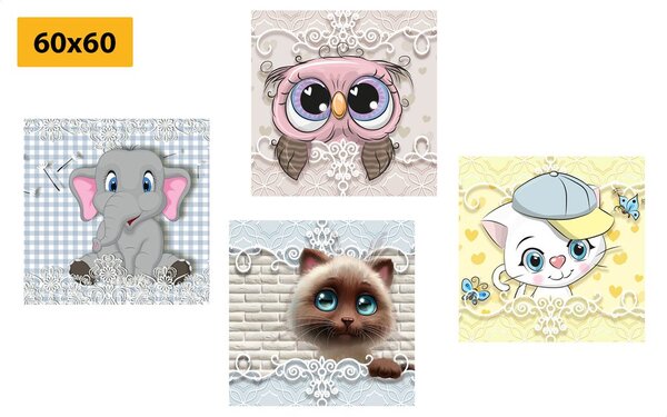 Set di quadri – Animali in versione per bambini