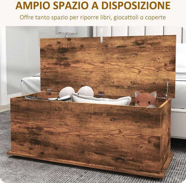 DecHome Cassapanca in Legno Panca contenitore Dimensioni 100x40x40 cm colore Legno