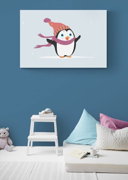 Stampa su tela – Pinguino carino con cappello