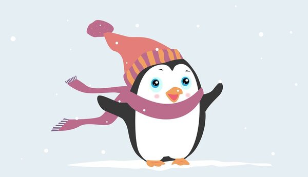 Stampa su tela – Pinguino carino con cappello