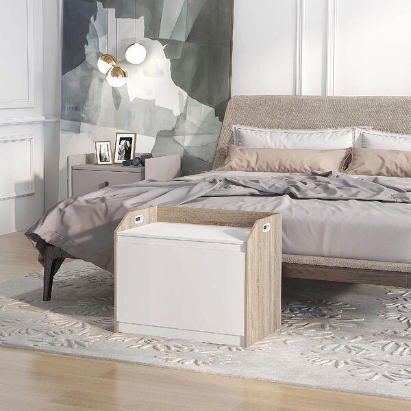 DecHome Cassapanca in Legno Panca contenitore Dimensioni 62,4x40x51,5 cm colore Bianco