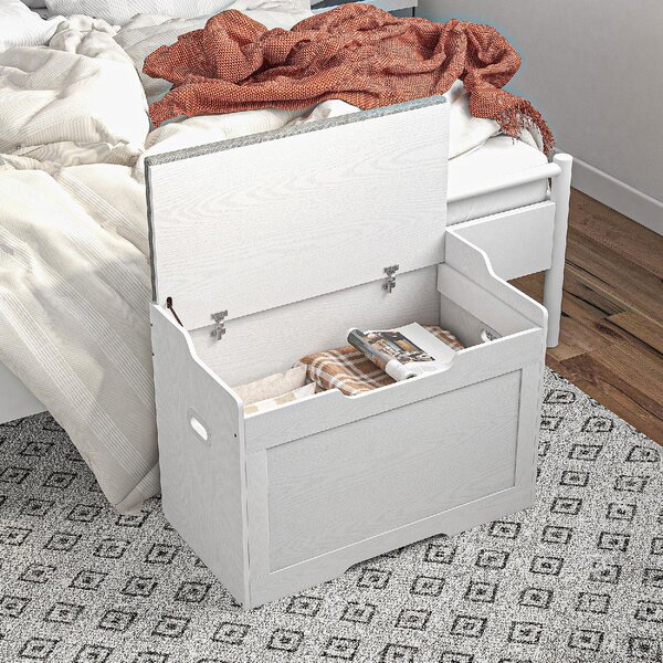 DecHome Cassapanca in Legno Panca contenitore Dimensioni 75x40x56 cm colore Bianco