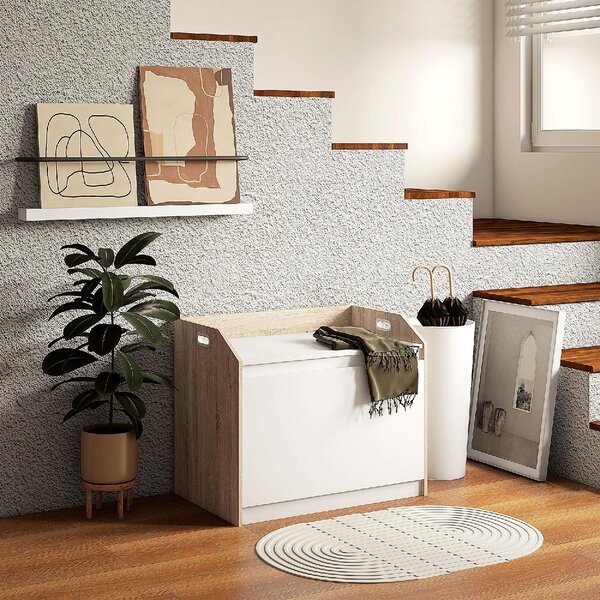 DecHome Cassapanca in Legno Panca contenitore Dimensioni 62,4x40x51,5 cm colore Bianco
