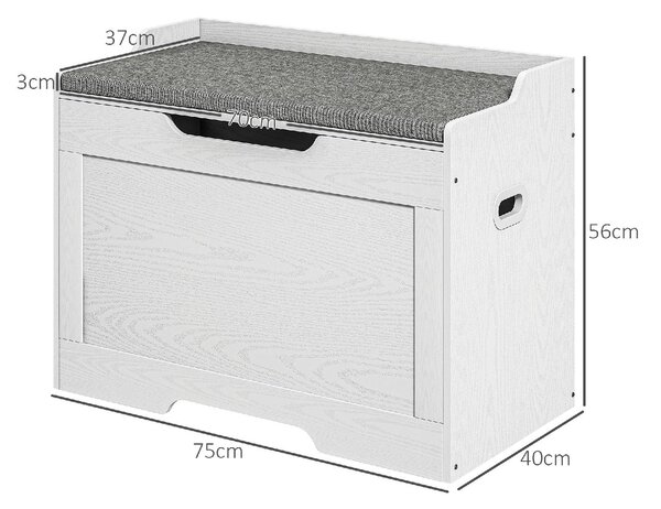DecHome Cassapanca in Legno Panca contenitore Dimensioni 75x40x56 cm colore Bianco