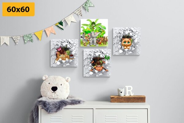 Set di quadri – Giungla piena di animali
