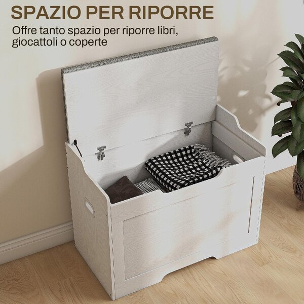 DecHome Cassapanca in Legno Panca contenitore Dimensioni 75x40x56 cm colore Bianco