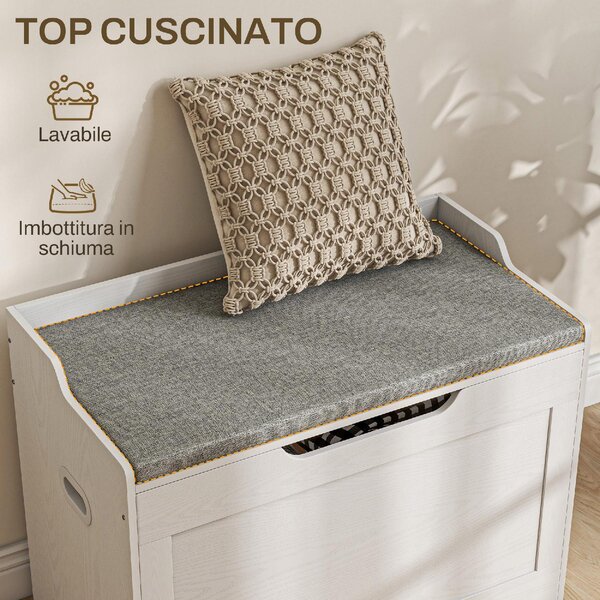 DecHome Cassapanca in Legno Panca contenitore Dimensioni 75x40x56 cm colore Bianco