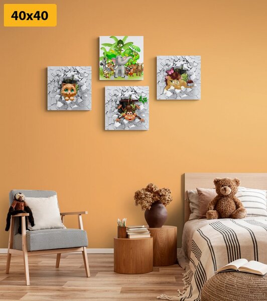 Set di quadri – Giungla piena di animali