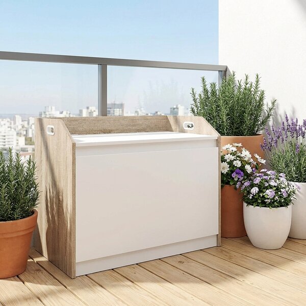 DecHome Cassapanca in Legno Panca contenitore Dimensioni 62,4x40x51,5 cm colore Bianco