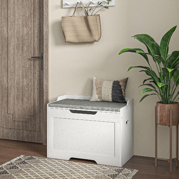 DecHome Cassapanca in Legno Panca contenitore Dimensioni 75x40x56 cm colore Bianco