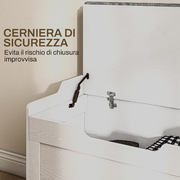 DecHome Cassapanca in Legno Panca contenitore Dimensioni 75x40x56 cm colore Bianco