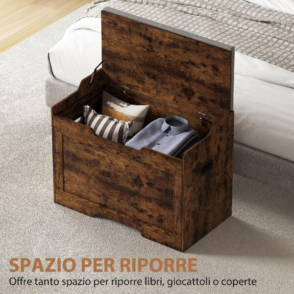 DecHome Cassapanca in Legno Panca contenitore Dimensioni 75x40x56 cm colore Grigio
