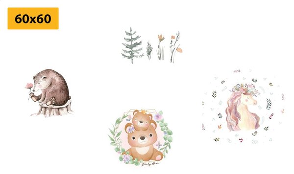 Set di quadri – Animali in tonalità tenui