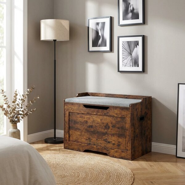DecHome Cassapanca in Legno Panca contenitore Dimensioni 75x40x56 cm colore Grigio