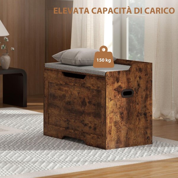 DecHome Cassapanca in Legno Panca contenitore Dimensioni 75x40x56 cm colore Grigio