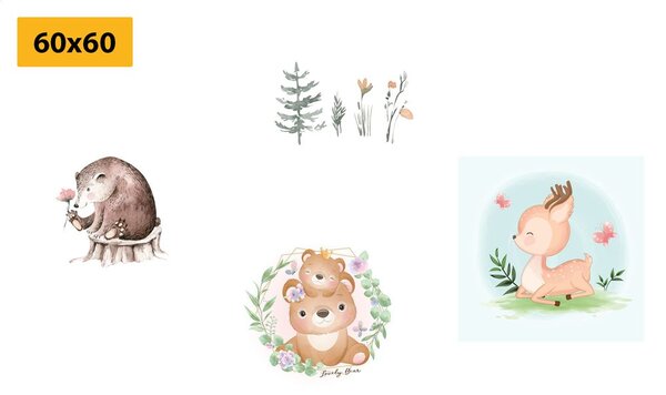 Set di quadri – Animali in colori tenui