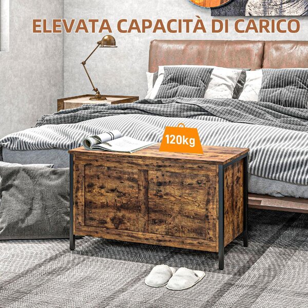 DecHome Cassapanca in Legno Panca contenitore Dimensioni 80x40x49 cm colore Marrone/Nero