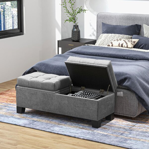 DecHome Cassapanca in Tessuto Panca contenitore Dimensioni 116x41x47 cm colore Grigio