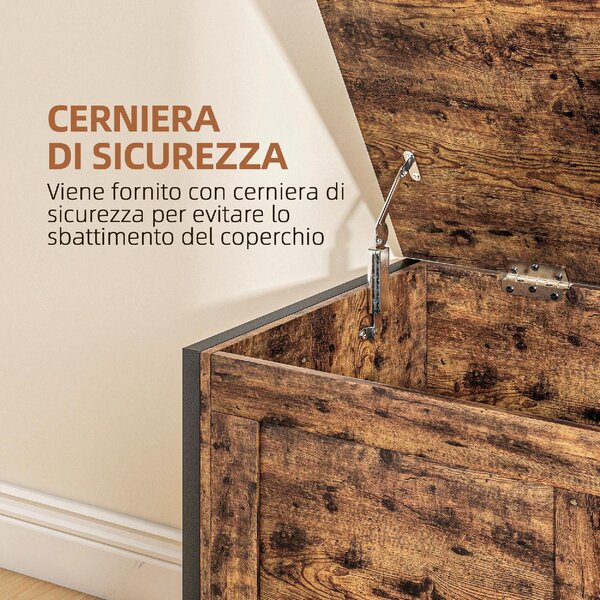 DecHome Cassapanca in Legno Panca contenitore Dimensioni 80x40x49 cm colore Marrone/Nero