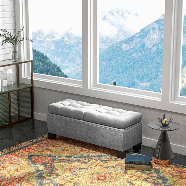 DecHome Cassapanca in Tessuto Panca contenitore Dimensioni 116x41x47 cm colore Grigio