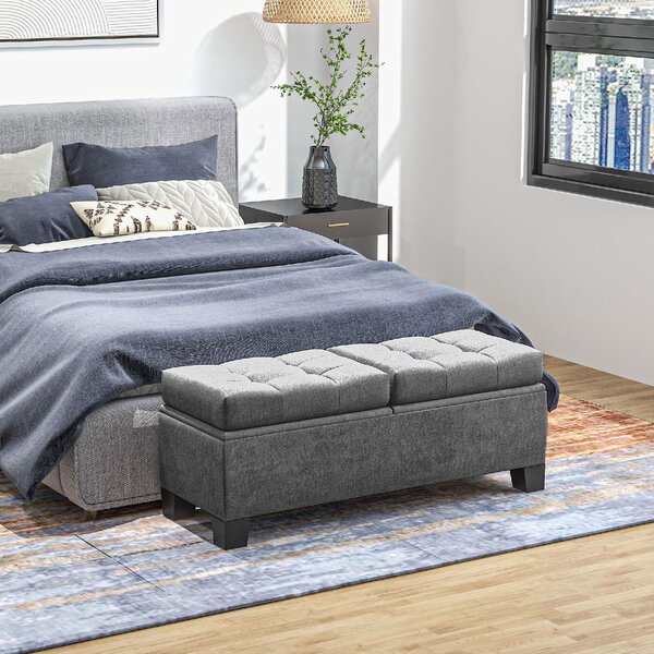 DecHome Cassapanca in Tessuto Panca contenitore Dimensioni 116x41x47 cm colore Grigio
