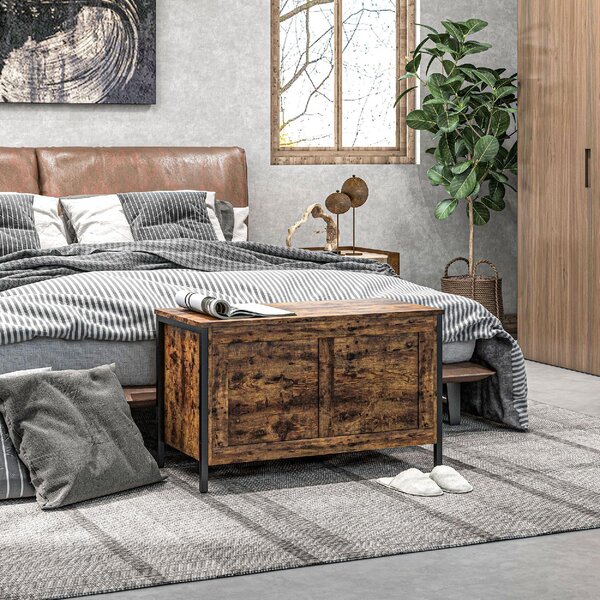 DecHome Cassapanca in Legno Panca contenitore Dimensioni 80x40x49 cm colore Marrone/Nero