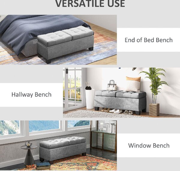 DecHome Cassapanca in Tessuto Panca contenitore Dimensioni 116x41x47 cm colore Grigio