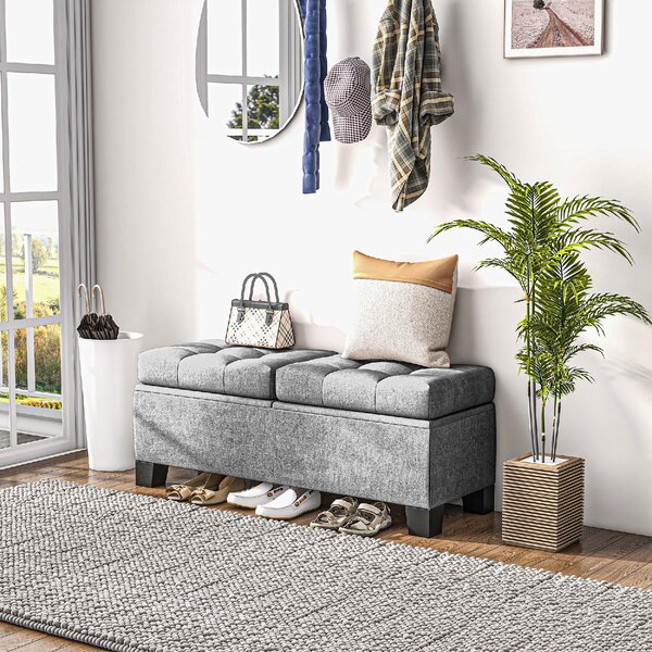 DecHome Cassapanca in Tessuto Panca contenitore Dimensioni 116x41x47 cm colore Grigio