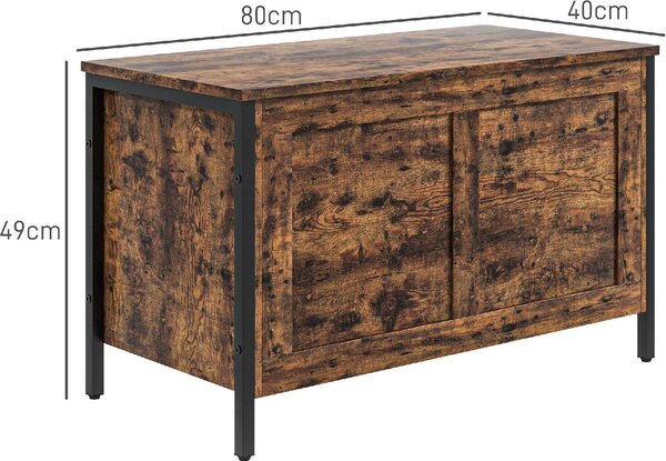 DecHome Cassapanca in Legno Panca contenitore Dimensioni 80x40x49 cm colore Marrone/Nero