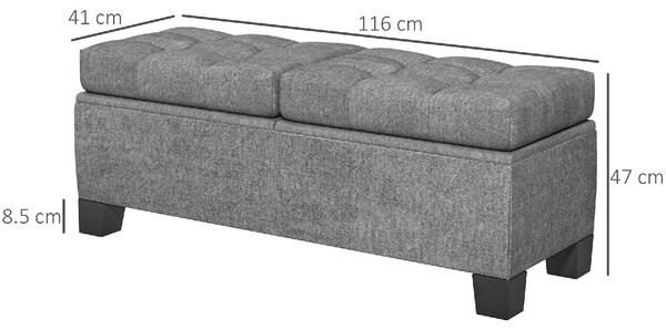 DecHome Cassapanca in Tessuto Panca contenitore Dimensioni 116x41x47 cm colore Grigio