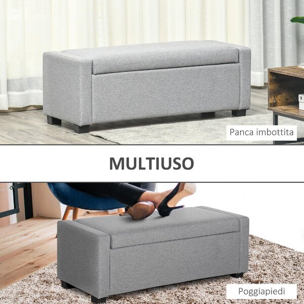 DecHome Cassapanca in Tessuto Panca contenitore Dimensioni 120x50x44 cm colore Grigio