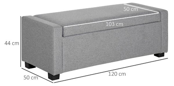 DecHome Cassapanca in Tessuto Panca contenitore Dimensioni 120x50x44 cm colore Grigio