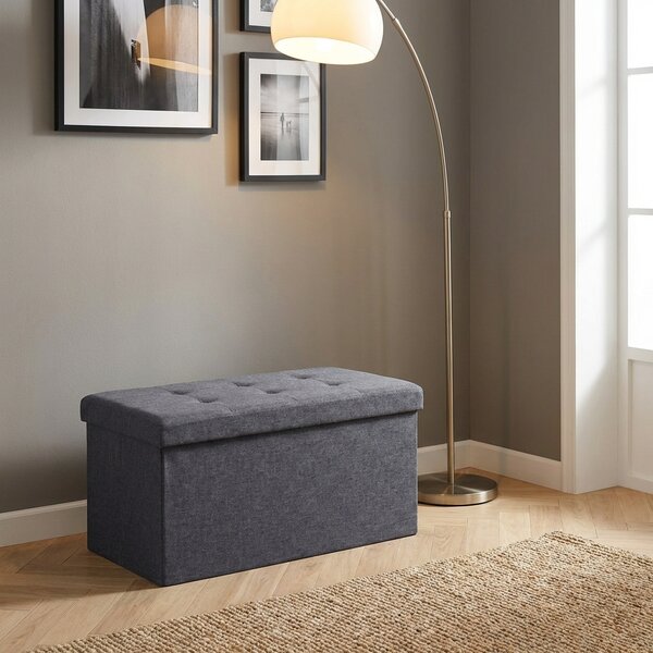 DecHome Cassapanca in Tessuto Panca contenitore Dimensioni 76x38x38 cm colore Grigio Scuro